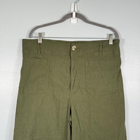 Maeve Anthropologie Colette Olive Green Wide Leg Twill Crop Pant Plus Size 22 - Picture 4 of 7